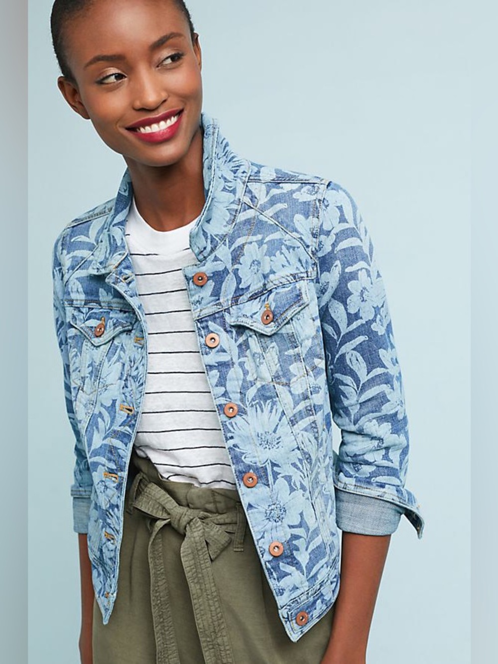 Pilcro Floral Denim Jacket